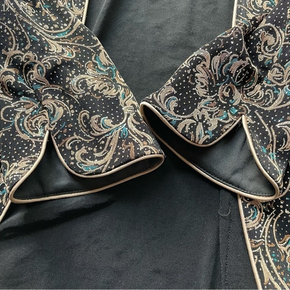 Alex Evenings formal Jacket Open front Black floral Size XL Metallic stretch - Picture 6 of 10